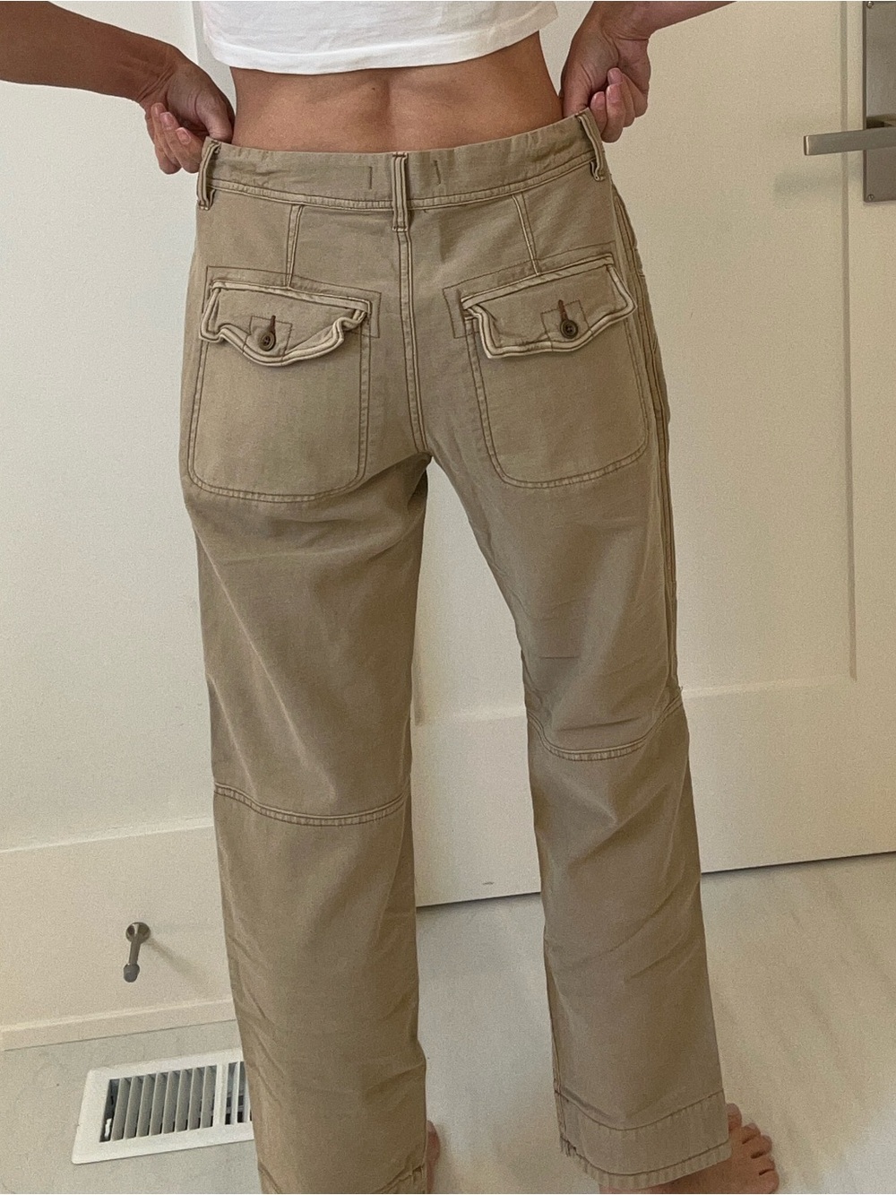 Free People Tan Cargo Pocket Wide-Leg Pants - Picture 9 of 10